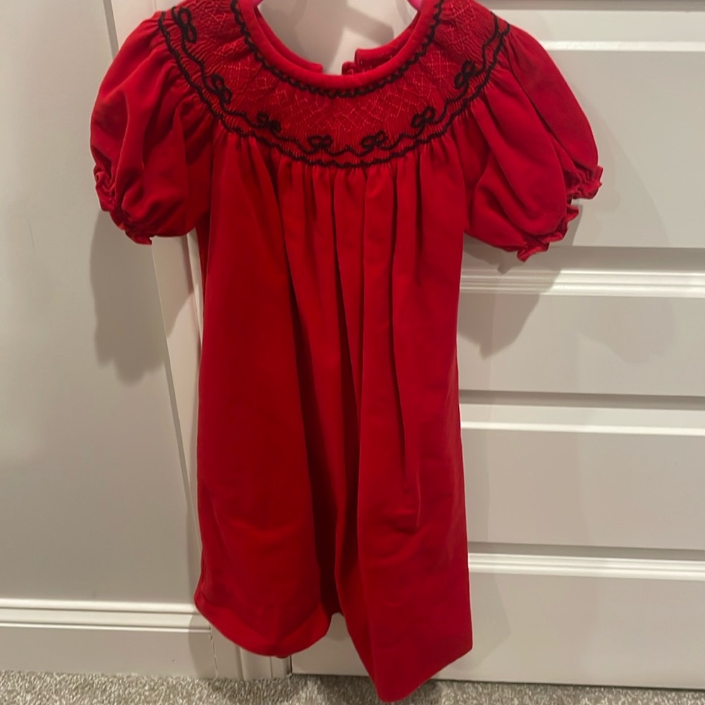 Red smocked dress